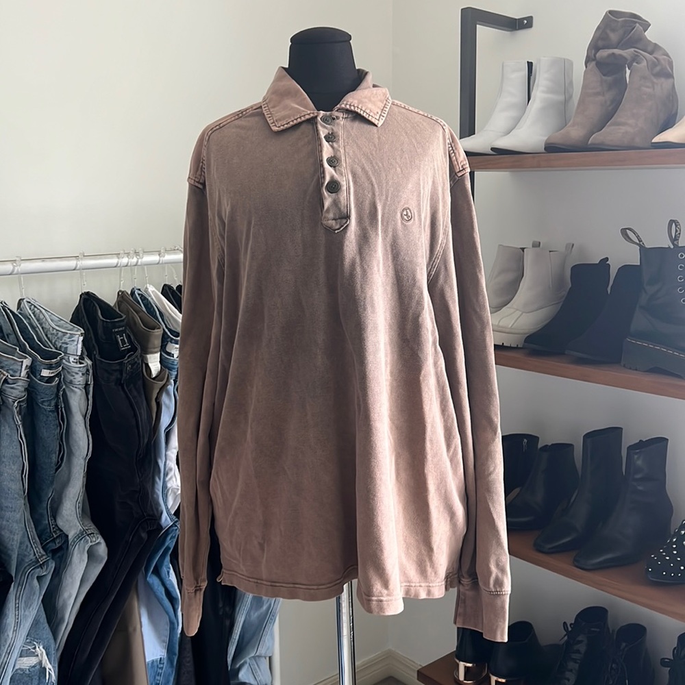 AIGLE Long Sleeve Faded Polo Top | Size XL